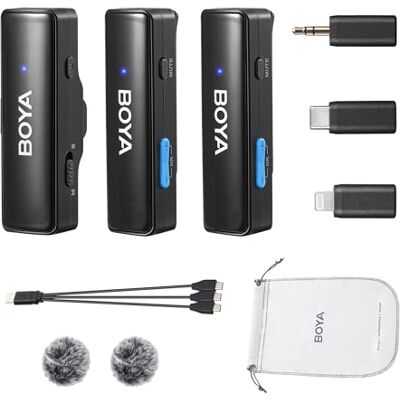 BOYA LINK Microfono da bavero senza fili, doppio mini microfono lavalier per iPhone Android Fotocamera PC Laptop Registrazione video, Vlog, Podcast Live Stream (TX+TX+RX) BOYA LINK Microfono da bavero senza fili, doppio mini microfono lavalier per iPhone Android Fotocamera PC Laptop Registrazione video, Vlog, Podcast Live Stream (TX+TX+RX)