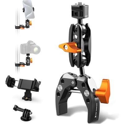 K&F CONCEPT Braccio Magico con Super Clamp, Testa a Sfera 360° e Vite 1/4" Con adattatore GoPro e supporto per smartphone, compatibile con fotocamera e stabilizzatore, capacità fino a 3 kg MS13 K&F CONCEPT Braccio Magico con Super Clamp, Testa a Sfera 360° e Vite 1/4" Con adattatore GoPro e supporto per smartphone, compatibile con fotocamera e stabilizzatore, capacità fino a 3 kg MS13