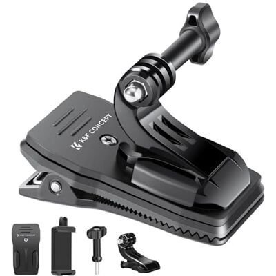 K&F CONCEPT Clip Mount per Zaino, POV Vlog compatibile con action cam GoPro 13-9, Osmo 360, Action 5 Pro/4/3, morsa cellulare 65-102mm, slitta fredda, rotazione 360, sgancio J, denti squalo, TW10 K&F CONCEPT Clip Mount per Zaino, POV Vlog compatibile con action cam GoPro 13-9, Osmo 360, Action 5 Pro/4/3, morsa cellulare 65-102mm, slitta fredda, rotazione 360, sgancio J, denti squalo, TW10