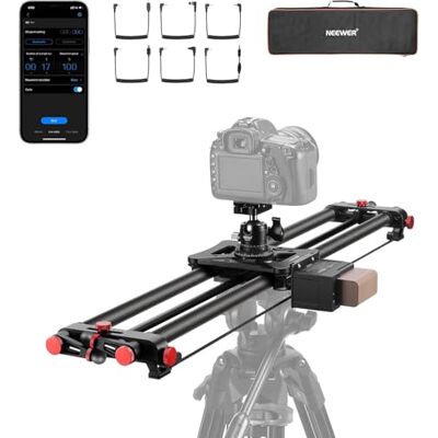 NEEWER 80cm Slider Fotocamera Motorizzato, Binario Dolly in Fibra Carbonio per DSLR, Controllo App,Batteria F750 4400mAh per Fotografia Time Lapse, Supporta Modalità Video, Caricatore NON Incluso, ER1 NEEWER 80cm Slider Fotocamera Motorizzato, Binario Dolly in Fibra Carbonio per DSLR, Controllo App,Batteria F750 4400mAh per Fotografia Time Lapse, Supporta Modalità Video, Caricatore NON Incluso, ER1