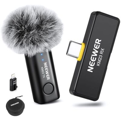 NEEWER Microfono Lavalier Wireless per USB C, Mini Lav Mic con Soppressione Rumore a un Clic per Vlog Streaming Live, Mic a Condensatore Omnidirezionale Compatibile con iPhone 15 Samsung Android, KM23 NEEWER Microfono Lavalier Wireless per USB C, Mini Lav Mic con Soppressione Rumore a un Clic per Vlog Streaming Live, Mic a Condensatore Omnidirezionale Compatibile con iPhone 15 Samsung Android, KM23