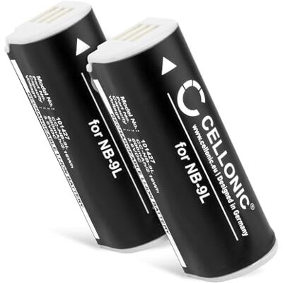 CELLONIC , Batteria per Fotocamera, Compatibile con Canon IXUS 510 HS, 500, NB-9L, 1000, 1100 (3.6V, 600mAh) 2 Pezzi CELLONIC , Batteria per Fotocamera, Compatibile con Canon IXUS 510 HS, 500, NB-9L, 1000, 1100 (3.6V, 600mAh) 2 Pezzi