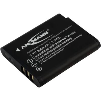 Ansmann batteria cam., 3,7 V 890 mAh per D‑Li 96 Pentax WG‑1000 Batteria Li‑ion per fotocamera con circuito di protezione, lunga durata e alimentazione affidabile Ansmann batteria cam., 3,7 V 890 mAh per D‑Li 96 Pentax WG‑1000 Batteria Li‑ion per fotocamera con circuito di protezione, lunga durata e alimentazione affidabile