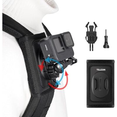 TELESIN Supporto da Zaino Regolabile per GoPro/DJI/Insta360 con Girevole a 360 Gradi, Gancio a J, Spallacci Regolabili, POV, Stabilità tiro, Fotocamera di Azione Accessori TELESIN Supporto da Zaino Regolabile per GoPro/DJI/Insta360 con Girevole a 360 Gradi, Gancio a J, Spallacci Regolabili, POV, Stabilità tiro, Fotocamera di Azione Accessori