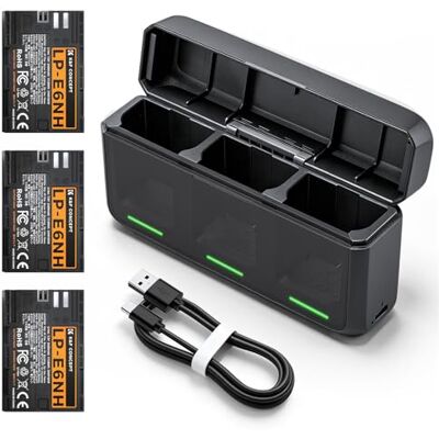 K&F CONCEPT Batteria LP-E6NH da 2400 mAh (Confezione da 3) con Caricatore Rapido LED PD da 20 W, Compatibile con R6 Mark II, 5D Mark II/III/IV, 6/7D, 6/7DMark II, R, R5/6/7 K&F CONCEPT Batteria LP-E6NH da 2400 mAh (Confezione da 3) con Caricatore Rapido LED PD da 20 W, Compatibile con R6 Mark II, 5D Mark II/III/IV, 6/7D, 6/7DMark II, R, R5/6/7