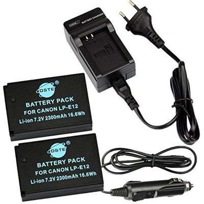 DSTE 2-Pacco LP-E12 Batteria + Caricabatteria Compatibile per Canon EOS M, M2, 100D, Kiss X7, M100, M200 DSTE 2-Pacco LP-E12 Batteria + Caricabatteria Compatibile per Canon EOS M, M2, 100D, Kiss X7, M100, M200