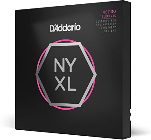 D'Addario Corde avvolte in nickel per basso a 5 corde, scalatura leggera normale, 45-130, doppio pallino, scala lunga