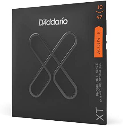 D'Addario Corde Chitarra Acustica   Corde per Chitarra Acustica   Corde Acustica   Coated   , XT Corde in Fosforo-Bronzo, Scalatura Extra Leggera, 10-47