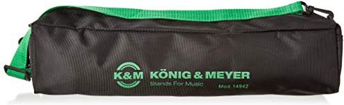 K&M 14942 Sacca per stand tuba nylon, nero con logo  lunghezza 35 cm con due tracolle di trasporto