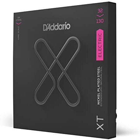 D'Addario , XT Corde in acciaio placcate al nickel per basso, scalatura leggera normale, 6 corde, 32-130