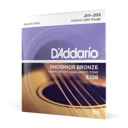 D'Addario Corde per Chitarra Acustica  Set EJ Phosphor BRZ RND WND, 11-52