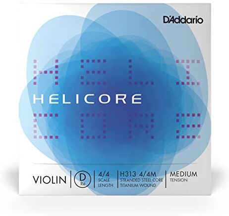 D'Addario Corda singola RE   Helicore per violino, Scala 4/4, Tensione Media, Singolo-D