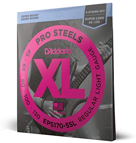 D'Addario Corde D’Addario EPS170-5SL ProSteels per basso, 5 corde, Light, 45-130, Super Long Scale