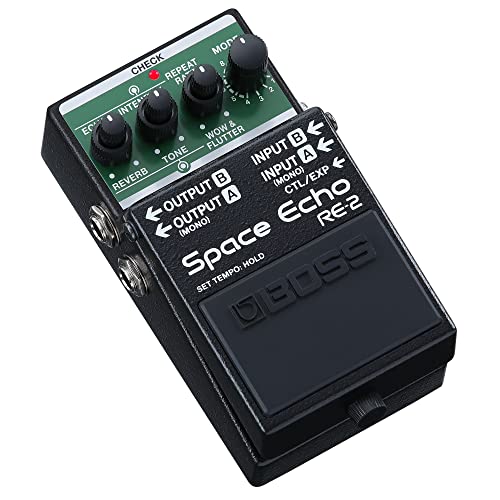 Boss SPACE ECHO – Pedale con Effetti Tape Echo, Delay e Riverbero. Una Replica Moderna e Compatta del Leggendario Roland 01 Space Echo. Completamente Stereofonico. Riverbero a Molla