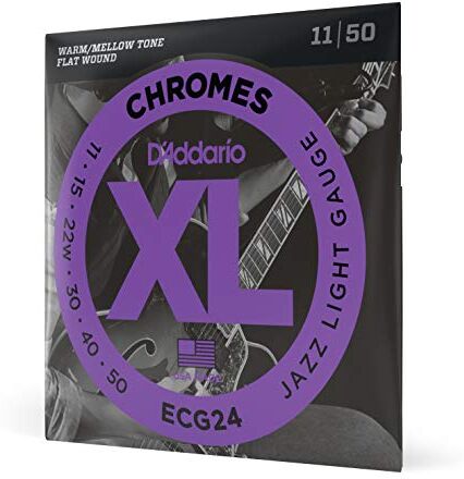 D'Addario Set Corde Elettrica Chromes Flat Wound,  Jazz Light (11-50)