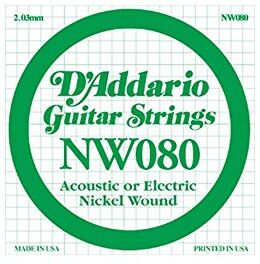 D'Addario Corda Singola   per Chitarra Elettrica, Nickel Wound, 080