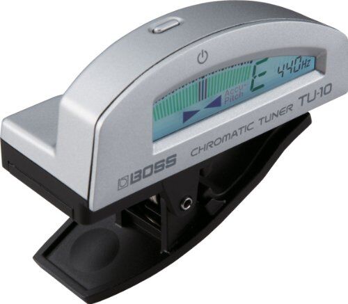 Boss TU-10-SV guitar tuning unit, clip-on tuner with ''True Colour'' display, full visual experience, Silver