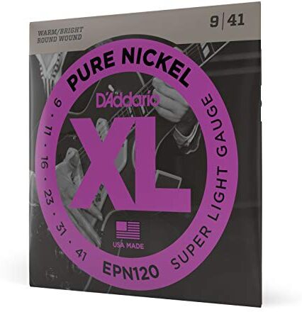 D'Addario Corde D’Addario  in nichel puro per chitarra elettrica, Super Light, 9-41