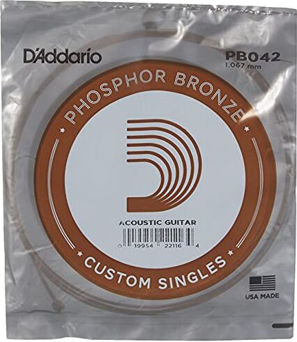 D'Addario Corda Singola   Phosphor Bronze Wound per Chitarra Acustica, 042