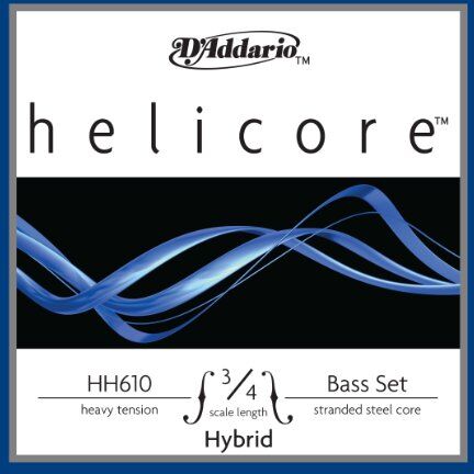 Set di corde D'Addario Helicore Hybrid per contrabbasso, scala 3/4, tensione forte