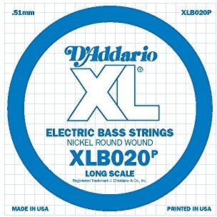 D'Addario Corda Singola   in Acciaio per Basso, Long Scale, 020