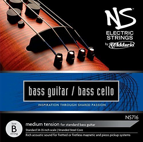 Corda singola SI bemolle D'Addario NS per basso/violoncello elettrici, scala 4/4, tensione media