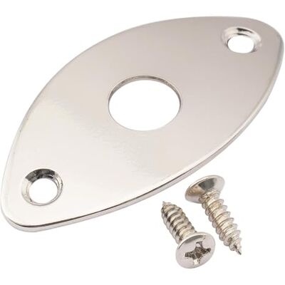 Musiclily Pro Ovale Curvo Piastra Jack Plate in Acciaio Nickel per Chitarra Elettrica e Basso Musiclily Pro Ovale Curvo Piastra Jack Plate in Acciaio Nickel per Chitarra Elettrica e Basso
