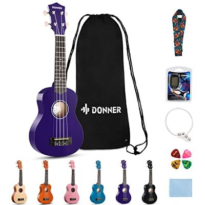 Donner Ukulele per Bambino Principiante Soprano Ukulele Kit 21 Polllici con Custodia Corde Ukelele Hawaiano Online Lezione Colore Viola Donner Ukulele per Bambino Principiante Soprano Ukulele Kit 21 Polllici con Custodia Corde Ukelele Hawaiano Online Lezione Colore Viola