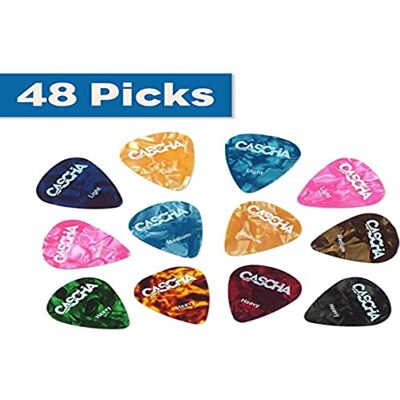 Cascha 48 Plettri per chitarra, chitarra acustica classica, chitarra elettrica, ukulele, basso, pick set, accessori Cascha 48 Plettri per chitarra, chitarra acustica classica, chitarra elettrica, ukulele, basso, pick set, accessori