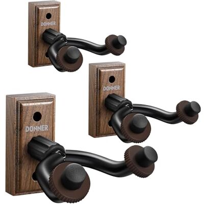 Donner Ganci Supporto Chitarra da Parete, Porta Chitarra da Muro, Gancio Parete di Legno di noce per chitarre/basso/ukulele/violino/mandolino, Appendi Chitarra da Muro (3 pezzi) Donner Ganci Supporto Chitarra da Parete, Porta Chitarra da Muro, Gancio Parete di Legno di noce per chitarre/basso/ukulele/violino/mandolino, Appendi Chitarra da Muro (3 pezzi)