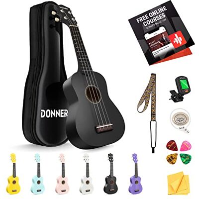 Donner Ukulele soprano per principianti adulti ukelele con cinturino online gratuito per lezioni cinturino sintonizzatore stringa, DMU-01 21 pollici opaco ukalee Bundle Kit Macaron Series-Nero Donner Ukulele soprano per principianti adulti ukelele con cinturino online gratuito per lezioni cinturino sintonizzatore stringa, DMU-01 21 pollici opaco ukalee Bundle Kit Macaron Series-Nero