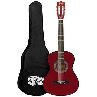 Tiger Mad About Chitarra classica, chitarra classica rossa 1/4 Chitarra spagnola colorata con borsa per il trasporto, tracolla, plettro e corde di ricambio Tiger Mad About Chitarra classica, chitarra classica rossa 1/4 Chitarra spagnola colorata con borsa per il trasporto, tracolla, plettro e corde di ricambio