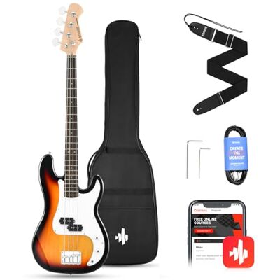 Donner Kit Basso Elettrico a 4 corde con borsa, tracolla per chitarra e cavo per chitarra (Sunburst, DPB-510S) Donner Kit Basso Elettrico a 4 corde con borsa, tracolla per chitarra e cavo per chitarra (Sunburst, DPB-510S)