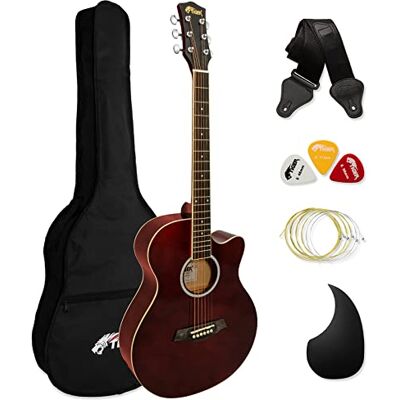Tiger Kit Chitarra Acustica Corpo Standard, Full Size, Cutaway, Rosso (Red) Tiger Kit Chitarra Acustica Corpo Standard, Full Size, Cutaway, Rosso (Red)