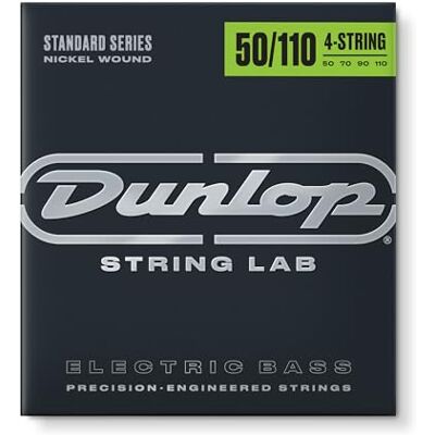 Dunlop – Set 4 corde per Basso 50‑110, Scala lunga, Rivesitite in Nickel, Suono caldo e ricco Dunlop – Set 4 corde per Basso 50‑110, Scala lunga, Rivesitite in Nickel, Suono caldo e ricco