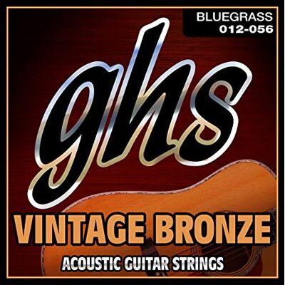 GHS Strings ™ Strings »VINTAGE BRONZE™ VN-B ACOUSTIC GUITAR« Corde per Chitarra Acustica 85/15 Bronze Bluegrass: 012-056 GHS Strings ™ Strings »VINTAGE BRONZE™ VN-B ACOUSTIC GUITAR« Corde per Chitarra Acustica 85/15 Bronze Bluegrass: 012-056