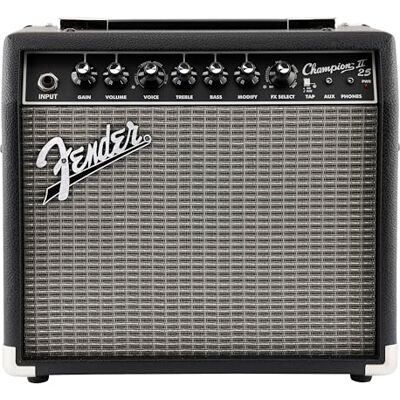 Fender Champion II 25 Amplificatore Combo per Chitarra Elettrica, 25W, Effetti Integrati, Tono Versatile, adatta per Studio e Live, Nero,Argento Fender Champion II 25 Amplificatore Combo per Chitarra Elettrica, 25W, Effetti Integrati, Tono Versatile, adatta per Studio e Live, Nero,Argento