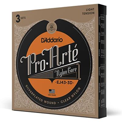 D'Addario Corde Classiche in Nylon Pro-Arte, Tensione Leggera, 3 Set D'Addario Corde Classiche in Nylon Pro-Arte, Tensione Leggera, 3 Set