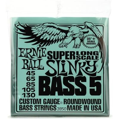 Ernie Ball , Bass 5 Slinky Super Long Scale, , Corde per basso elettrico a 5 corde a scala super lunga, diametro 45-130 Ernie Ball , Bass 5 Slinky Super Long Scale, , Corde per basso elettrico a 5 corde a scala super lunga, diametro 45-130