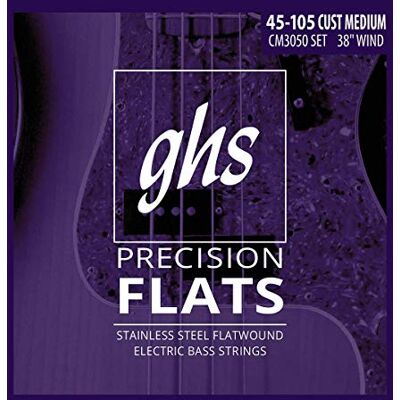 GHS Strings GHS corde CM3050 4-string Bass Precision ballerine, acciaio INOX Flatwound 96,5 cm, avvolgimento, Custom Medium (.045-.105) GHS Strings GHS corde CM3050 4-string Bass Precision ballerine, acciaio INOX Flatwound 96,5 cm, avvolgimento, Custom Medium (.045-.105)