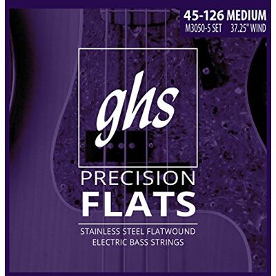GHS Strings GHS Corde, 5 corde per basso di precisione, Flatwound, avvolgimento da 37,25" Medio (.045.126) () GHS Strings GHS Corde, 5 corde per basso di precisione, Flatwound, avvolgimento da 37,25" Medio (.045.126) ()