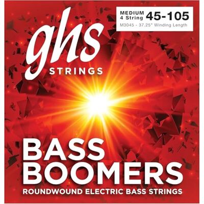 GHS Strings GHS Boomers Muta di corde per basso, tensione: Medium 45-105 GHS Strings GHS Boomers Muta di corde per basso, tensione: Medium 45-105