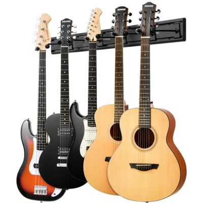 Donner 5 Guitar Wall Rack Supporto per Montaggio a Parete per Chitarra Nero con 5 Ganci per Chitarra Regolabili per Chitarre Elettriche Acustiche, Basso, Folk Ukulele Donner 5 Guitar Wall Rack Supporto per Montaggio a Parete per Chitarra Nero con 5 Ganci per Chitarra Regolabili per Chitarre Elettriche Acustiche, Basso, Folk Ukulele