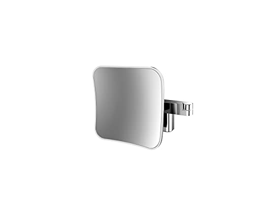 Emco Evo LED specchio cosmetico e rasatura sul braccio doppio snodo, specchio cosmetico quadrato con illuminazione per montaggio a parete, specchio ingranditore regolabile (5x)