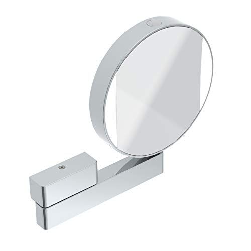 Emco Specchio cosmetico rotondo con illuminazione, con braccio articolato, ingrandimento 3x e 7x, specchio su entrambi i lati