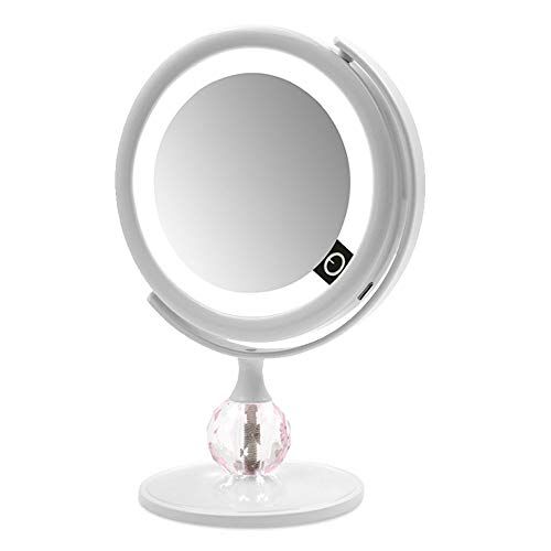 REDSHORE Specchio per Trucco Portatile a LED, Specchio di Bellezza Pieghevole Ricaricabile Una Luce USB, Specchio cosmetico per dormitorio da Bagno da Tavolo da casa (White)
