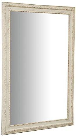 Biscottini specchio da parete cornice legno 60x4x90,5 cm, Specchiera bagno verticale e orizzontale per un arredamento rustico, Specchio ingresso da parete finitura argento