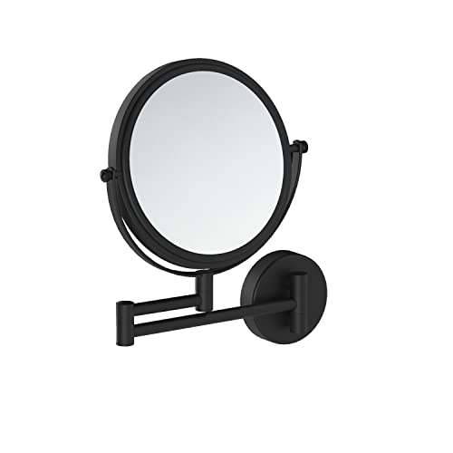 COSMIC Specchio da bagno ingranditore   Finitura nera opaca Facile installazione con viti   Misure 26 x 27 x 3,5 cm