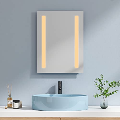 EMKE Specchio da bagno LED 45 x 60 cm con luce bianca calda specchio da parete