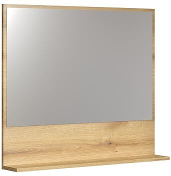 trendteam smart living Specchio da parete con ripiano, in legno, marrone, 80 x 74 x 14 cm (L x A x P)